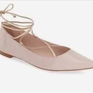 Halogen Owen Pointed Toe Lace-up Ballet Flats Blush Pink Leather - Women’s 7